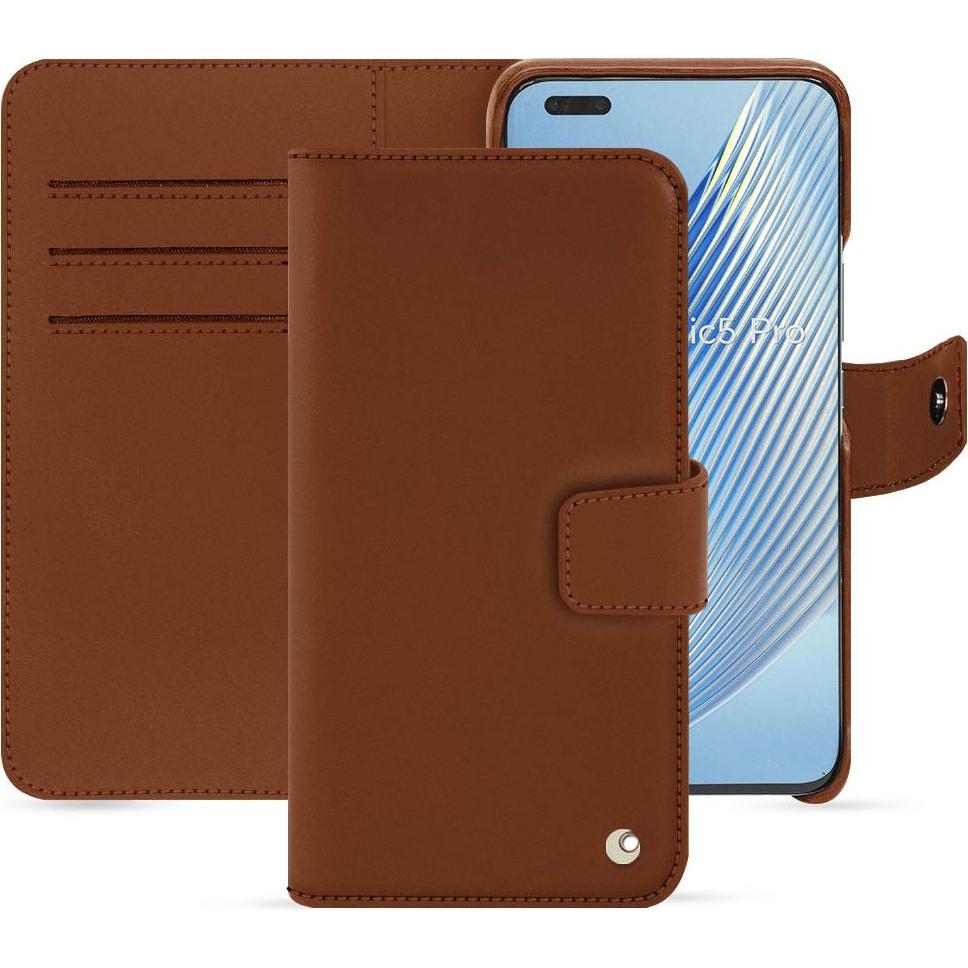 Noreve Lederschutzhülle Honor Magic5 Pro (Honor Magic5 Pro), Smartphone Hülle, Braun