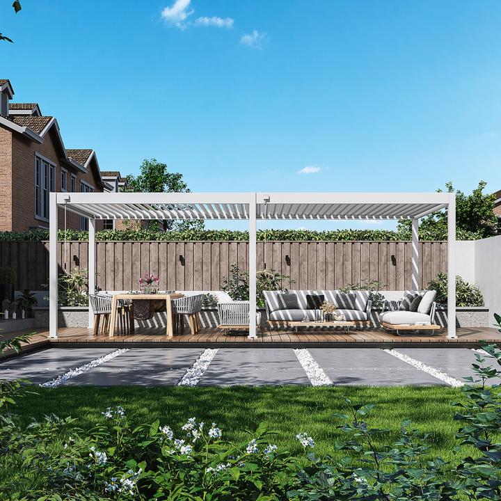 Produktbild Weide Pergola Deluxe Plus 3.6x7.2m mit Lamellendach Weiss (360 cm, 720 cm)