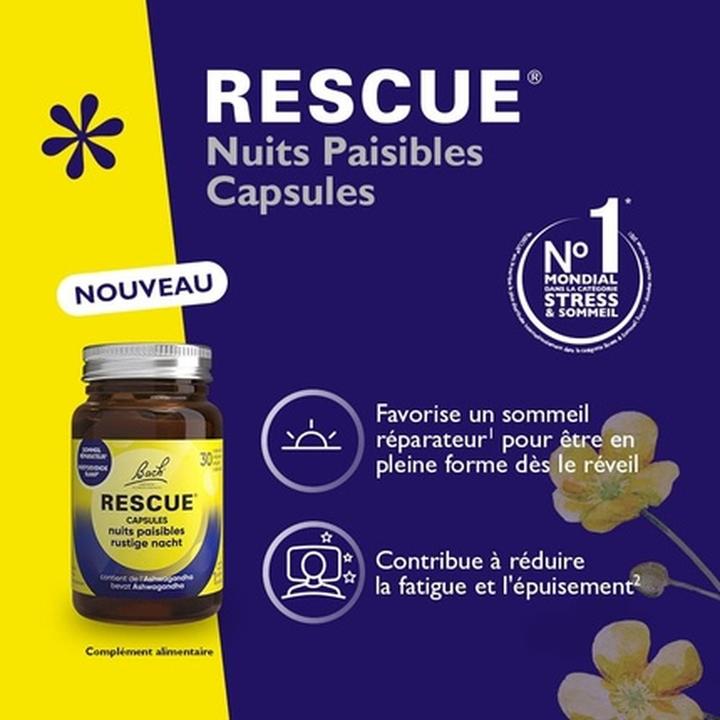 Image du produit Bach Rescue Rescue Night Peaceful Night Capsules for Restful Sleep and Optimal Relaxation