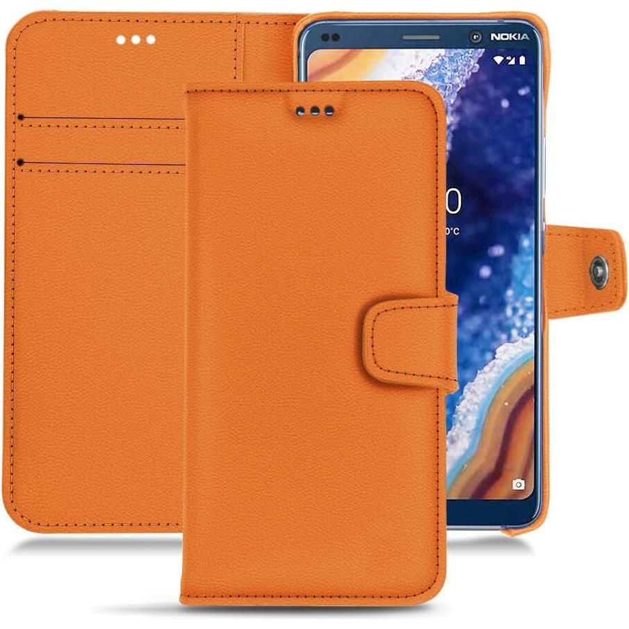 Noreve Lederschutzhülle Wallet (Nokia 9 PureView), Smartphone Hülle, Orange