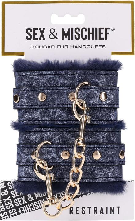Actual product image Sportsheets Cougar Furry Handcuffs - Blue