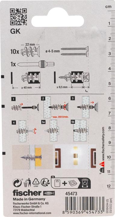 Produktbild Fischer Gipskartondübel GK K