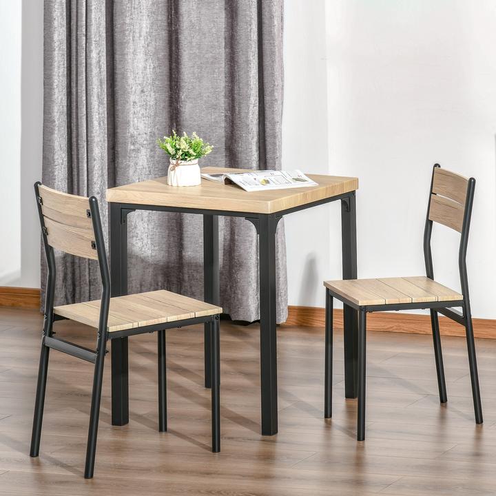 Produktbild Homcom Esstisch-Set mit 1 Tisch + 2 Stühlen (60 x 60 x 76 cm)