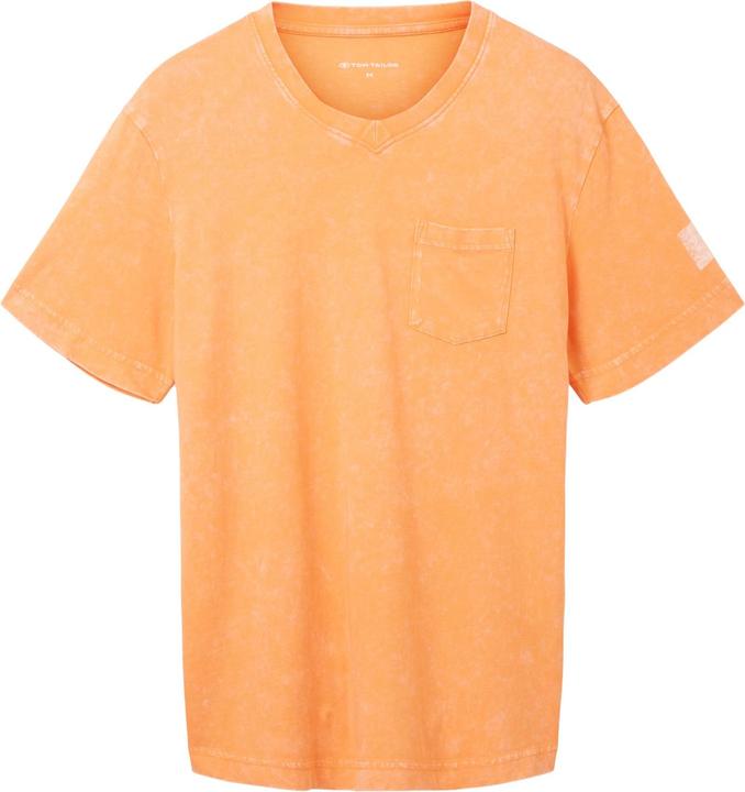 Produktbild Tom Tailor T-Shirt Kurzarmshirt mit V-Ausschnitt, ausgewaschener Optik und Brusttasche (XL)