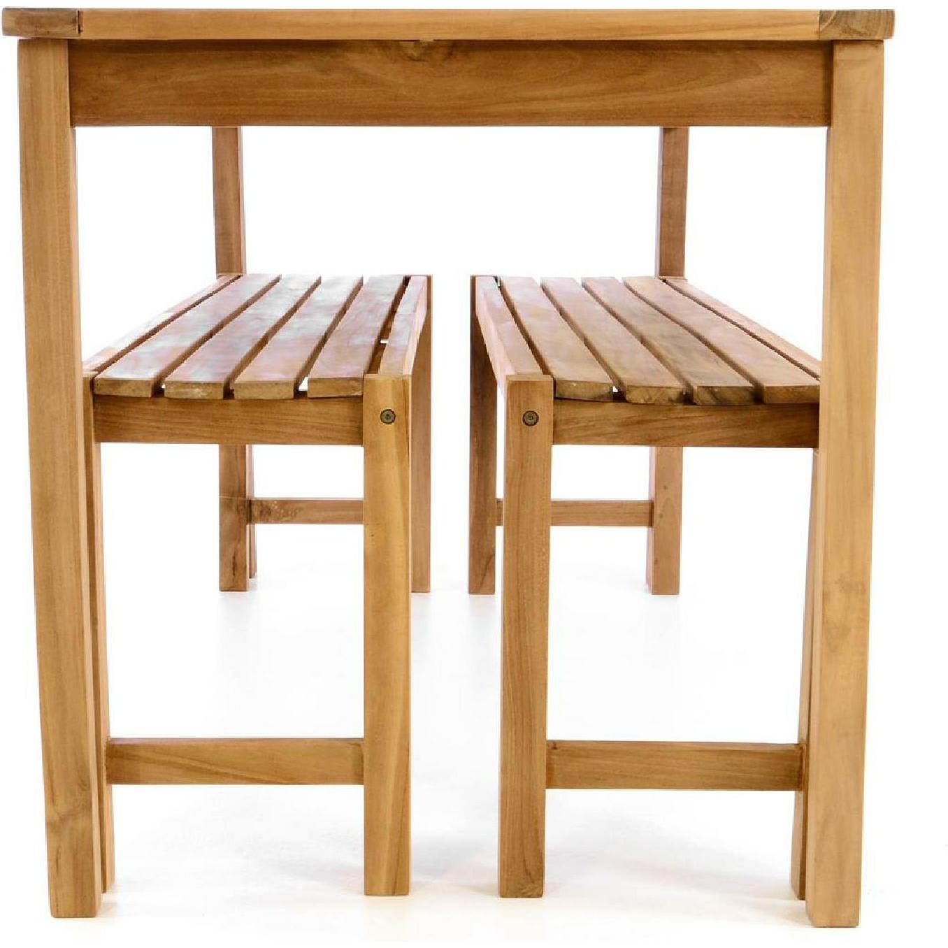 Thumbnail - VCM, Gartentisch + Balkontisch, Gartenmöbelset Picknickset Sitzgruppe Teakholz behandelt Bank Tisch 135cm (69 cm)