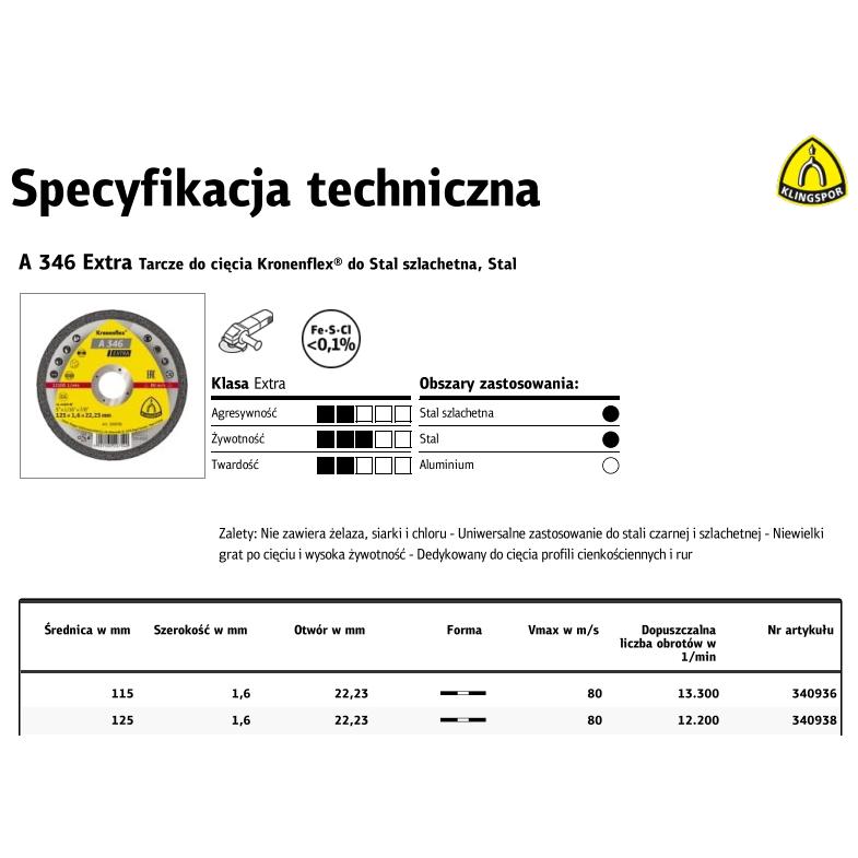 Klingspor, Sägeblatt, Metallschneidklinge 115 mm x 1,6 mm x 22,2 mm (340936)