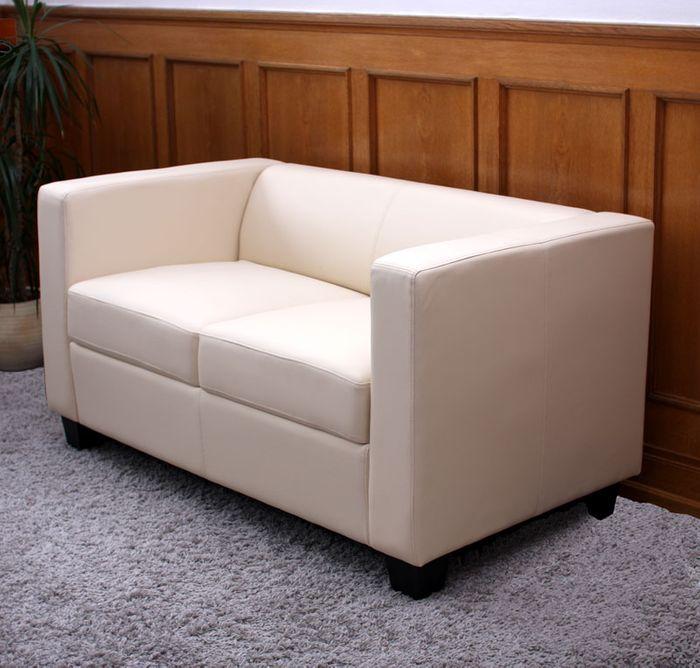 Immagine prodotto Mendler Set di divani 3-2-1 Loungesofa Lille - Finta pelle, Crema (1 posto, 2 posti, 3 posti)