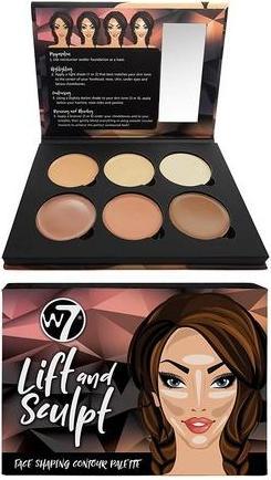 Actual product image W7 Lift & Sculpt Cream Contour Kit Makeup Palette with Step-by-Step Instructions