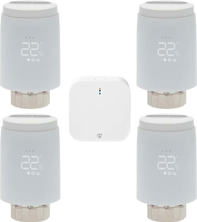 Immagine prodotto Nedis 4er-Set Smartes Heizkörperthermostat inkl. Zigbee-Gateway