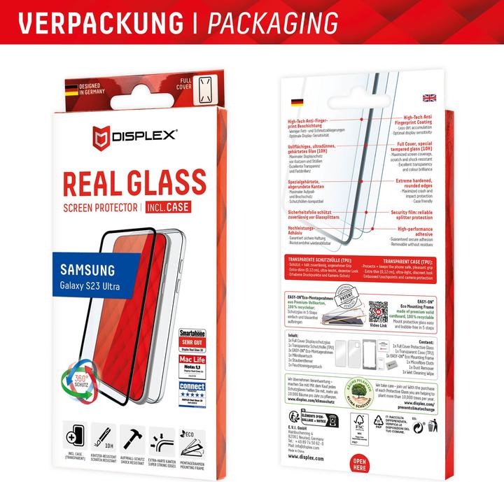 Produktbild Displex Real Glass, Full Cover Panzerglas + Handyhülle (1 Stk., Samsung Galaxy S23 Ultra)