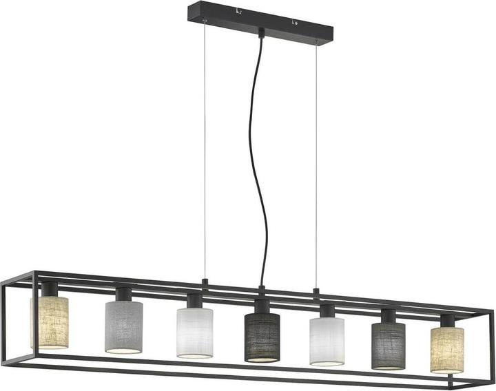 Actual product image Fischer & Honsel Honsel pendant light Isko - sand black/fabric shades linen (60912) (E14)