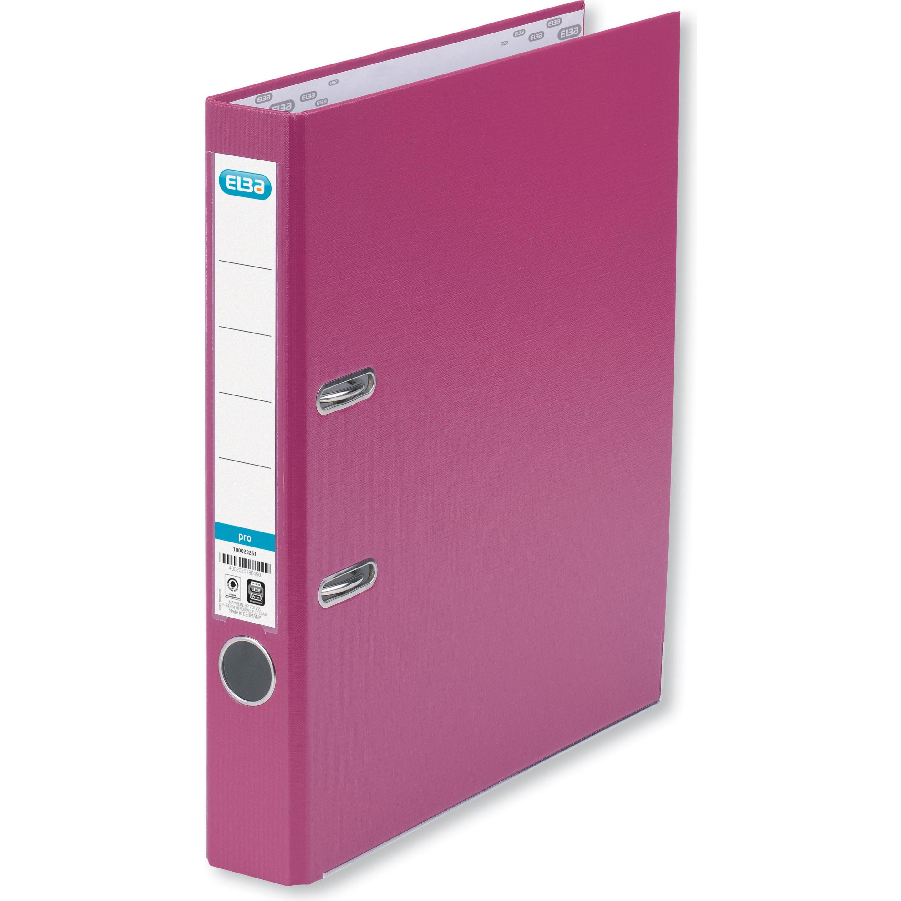 Elba, Ordner, Folder smart Pro, Rückenbreite: 50 mm, rosa DIN A4, Umschlag außen PP / innen Papier, transparent (A4, 50 ...