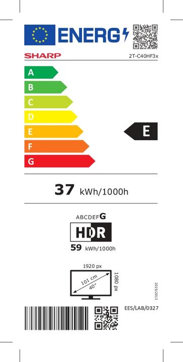 Etichetta energetica Sharp 40HF3865E (40", Full HD)