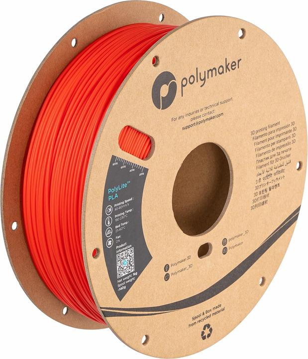 Produktbild Polymaker PA02004 PolyLite Filament PLA 1.75 mm 1000 g Rot 1 St. (PLA, 1.75 mm, 1000 g)