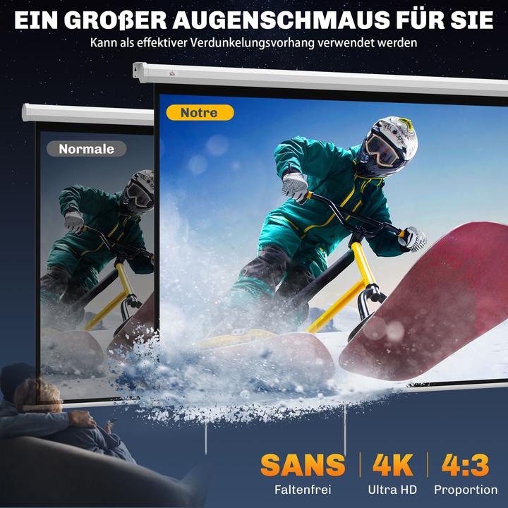 Produktbild Homcom Beamer Leinwand Kunststoff, Metall Weiss (84", 4:3)