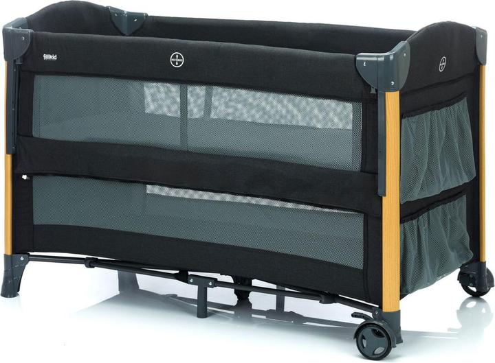 Image du produit Fillikid Lit d'appoint de voyage Cadiz noir avec finition bois (60 x 120 cm)