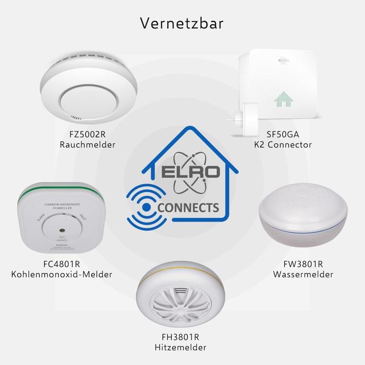 Actual product image Elro Wireless Interconnectable Smoke Detector with Heat Sensor - 6 Pack