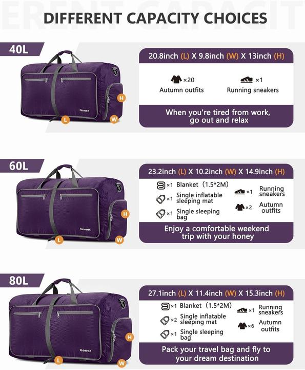 Immagine prodotto Gonex Faltbare Reisetasche (60 l)