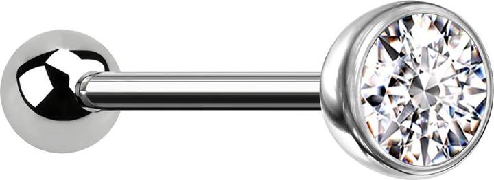 Produktbild Star Piercing Micro Threadless Barbell silber mit Kugel und Kugel mit Kristall silber (Titan, ohne Messing)