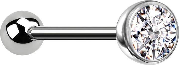 Produktbild Star Piercing Micro Threadless Barbell silber mit Kugel und Kugel mit Kristall silber (Titan G23, ohne Messing)