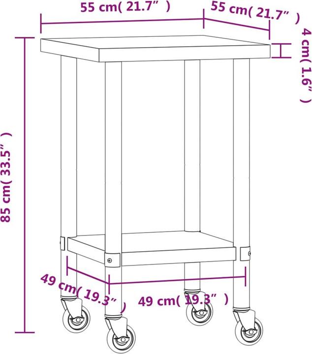Actual product image vidaXL Küchentisch (55 cm, 55 cm)