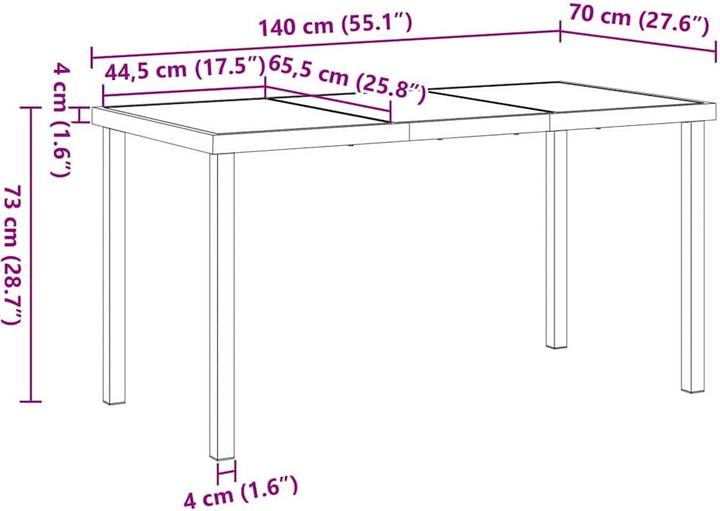 Actual product image vidaXL Garten Essgruppe (140 x 140 x 73 cm)