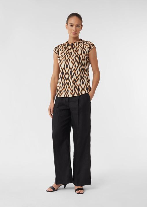Produktbild Comma Bluse Gemusterte Satin-Bluse mit Raffung (44)