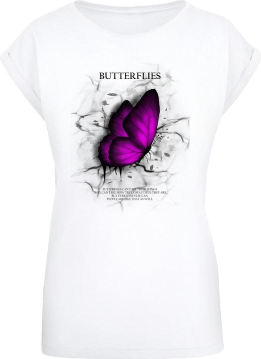 Produktbild Merchcode Ladies Butterflies Extended Shoulder Tee - 112637 (S)