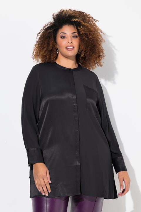 Produktbild Ulla Popken Satintunika, Patchlook, Stehkragen, Langarm (50, 52)