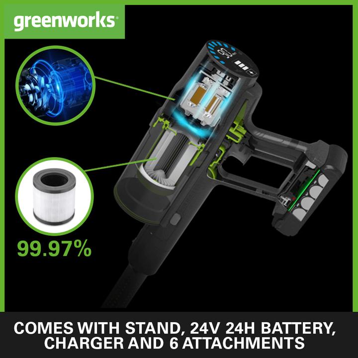 Actual product image Greenworks cordless vacuum cleaner GD24SVK4D 24V 4Ah