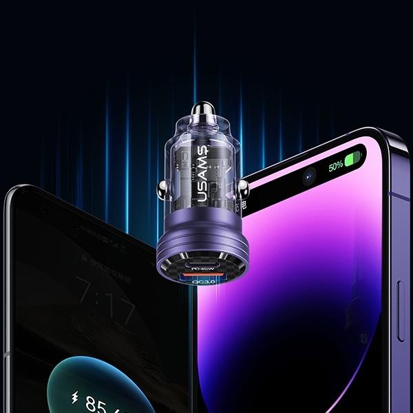 Produktbild Usams Ład. sam. C35 USB+USB-C 45W Fast Charge czarny/black CC175CC01 (US-CC175)