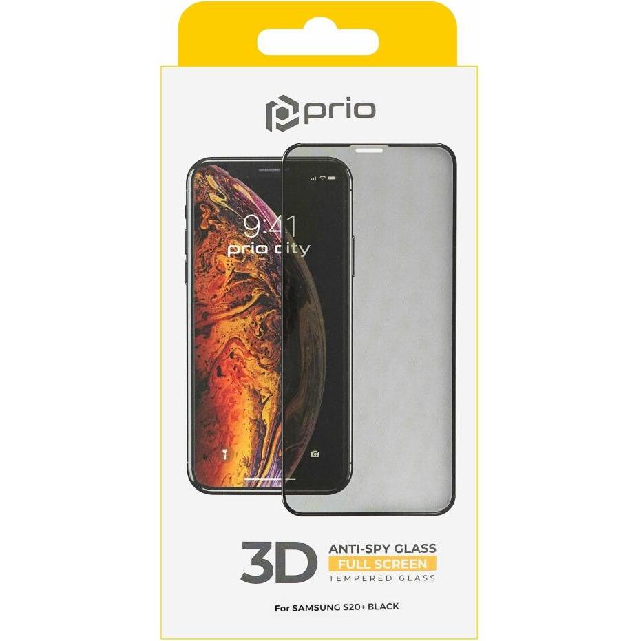 prio 3D Anti-Spy Tempered Glass for Samsung S20+ black (1 Stück, Samsung Galaxy S20+), Smartphone Schutzfolie, Schwarz