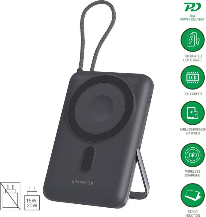 Actual product image 4smarts Wireless Powerbank Enterprise Pocket spacegrau (10000 mAh, 22.50 W, 38.50 Wh)