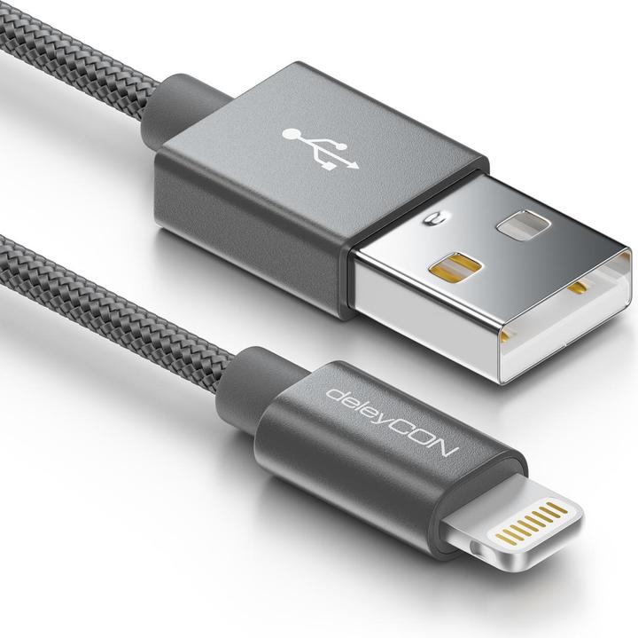 Produktbild deleyCON USB 2.0-Kabel USB A - Lightning 0.5 m (0.50 m, USB 2.0)