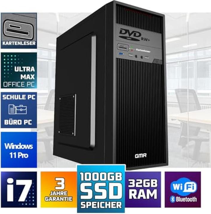 Actual product image GMR Ultra Max i7 Office PC with 32GB RAM, 1TB SSD, Windows 11 Pro, WiFi, Bluetooth (32 GB, 1000 GB)