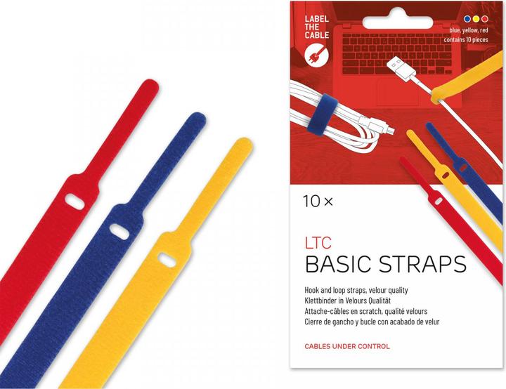 Actual product image Label-the-cable LTC BASIC 10 Power hook and loop binder rt, gb, bl (Velcro cable ties, 170 mm, 10 pcs.)