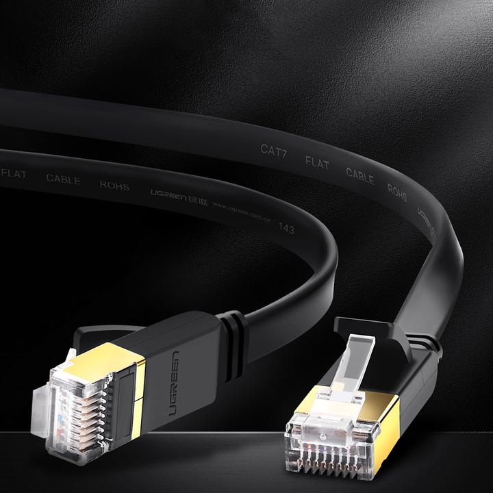 Produktbild Ugreen Ethernet RJ45 Flat network cable, Cat.7, STP, 0.5m (Black) (U/FTP, CAT7, 0.50 m)
