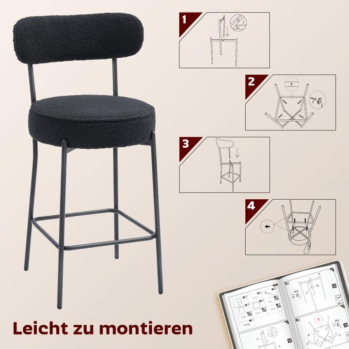 Produktbild Homcom Barhocker Polyester, Stahl Schwarz
