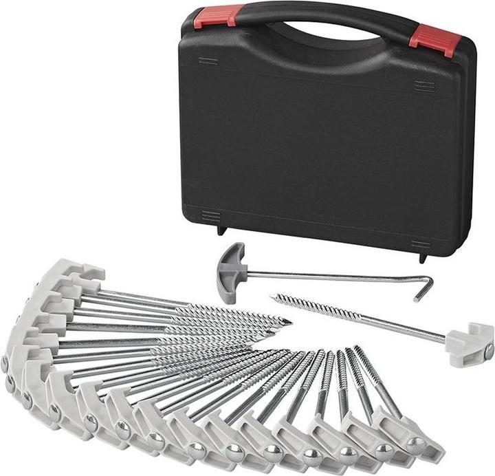 ProPlus Tent peg 20 cm Metal Heavy Duty with plastic hook - set of 20 pieces in a case