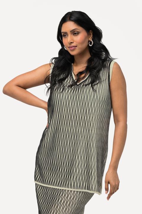 Immagine prodotto Ulla Popken Top smanicato di maglia a costine con lana e scollo a V (42, 44)