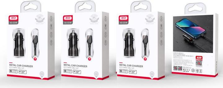Actual product image xO car charger CC48 2x USB 2,4A black + USB-C cable