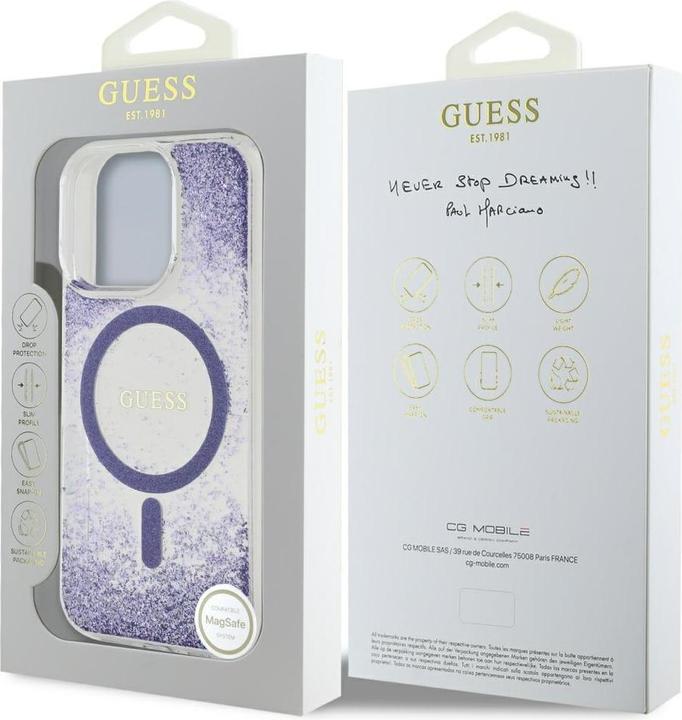 Produktbild Guess HC Resin Bottom Glitter MagSafe case for iPhone 16 Pro Max - purple (Apple iPhone 16 Pro Max)