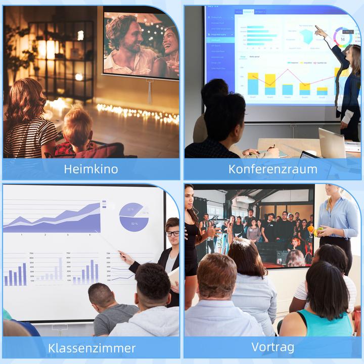 Produktbild Homcom Beamer Leinwand Kunststoff, Metall Weiss (120", 16:9)