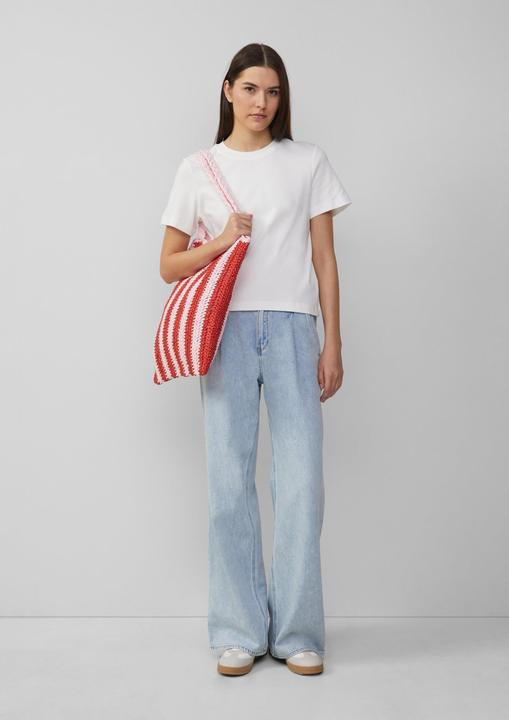 Actual product image S.Oliver Tasche Gestreifte Raffia-Tasche mit geflochtenem Henkel