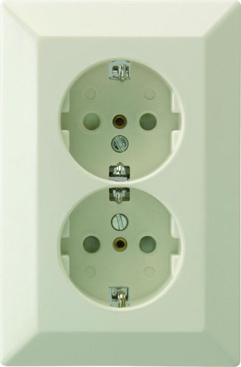 Immagine prodotto REV Düwi Presa Quadro standard 2-gang con chiusura a prova di bambino bianco crema completa AL