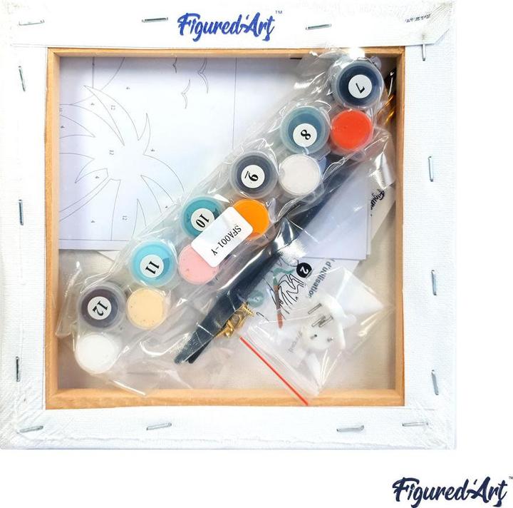 Image du produit Figured'Art Mini Peinture par Numéros avec Cadre - Hibou fantaisie et Fleurs
