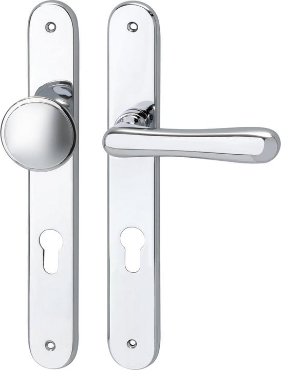 Actual product image Marchesi Elegant 22 door fitting, interchangeable set, on long plate PZ 88, chrome-plated brass (Door plate set)