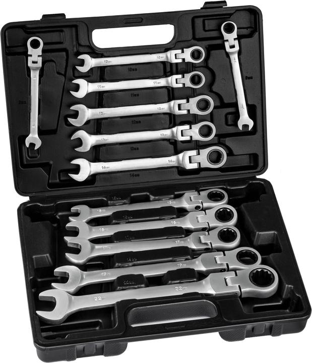 Actual product image tectake Ratchet wrench set (8 mm, 9 mm, 10 mm, 11 mm, 12 mm, 13 mm, 14 mm, 15 mm, 16 mm, 17 mm, 19 mm, 22 mm)