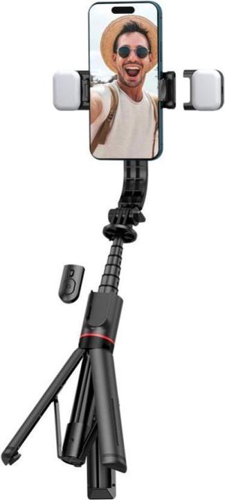 Actual product image Tech-Protect L05S Bluetooth selfie stick with tripod up to 105cm with LED lamp - black