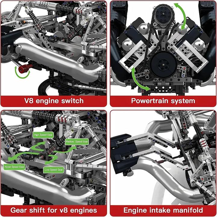 Actual product image Mould King 10248 Technology V8 engine kit building blocks terminal blocks engine V-8 simulation engine model